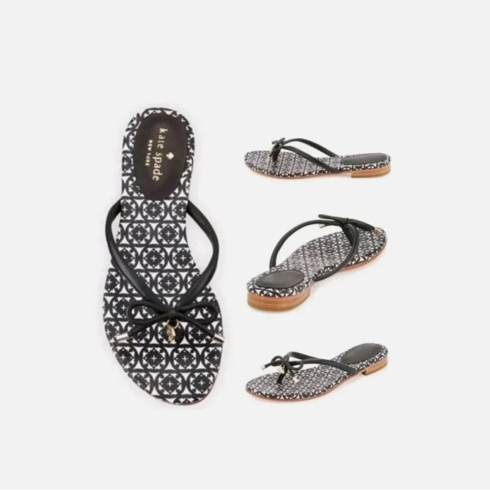 NWOB Kate Spade New York Mistic Bow Flat Thong Leather Sandal